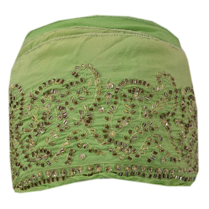 Sanskriti Vintage Sari Border Hand Beaded 1 Yd Indian Trim Sewing Green Lace