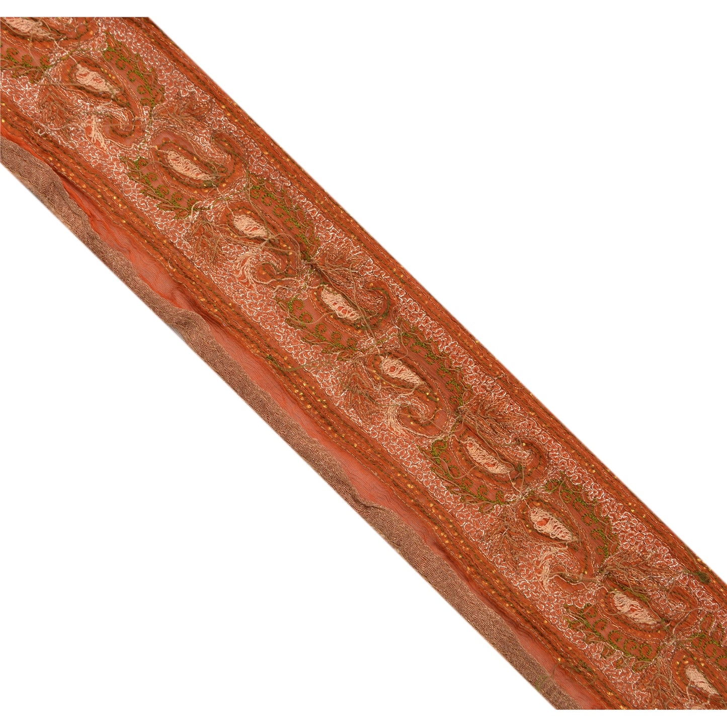 Sanskriti Vintage Sari Border Hand Beaded 1 Yd Indian Trim Sewing Zari Lace