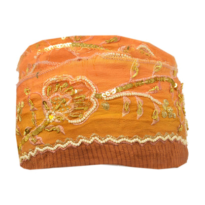 Sanskriti Vintage Sari Border Hand Beaded 1 Yd Indian Trim Sewing Saffron Lace