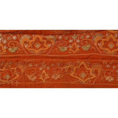 SANSKRITI VINTAGE Border Hand Beaded 1 YD Indian Trim Sewing Orange Lace