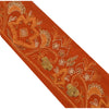 SANSKRITI VINTAGE Border Hand Beaded 1 YD Indian Trim Sewing Orange Lace