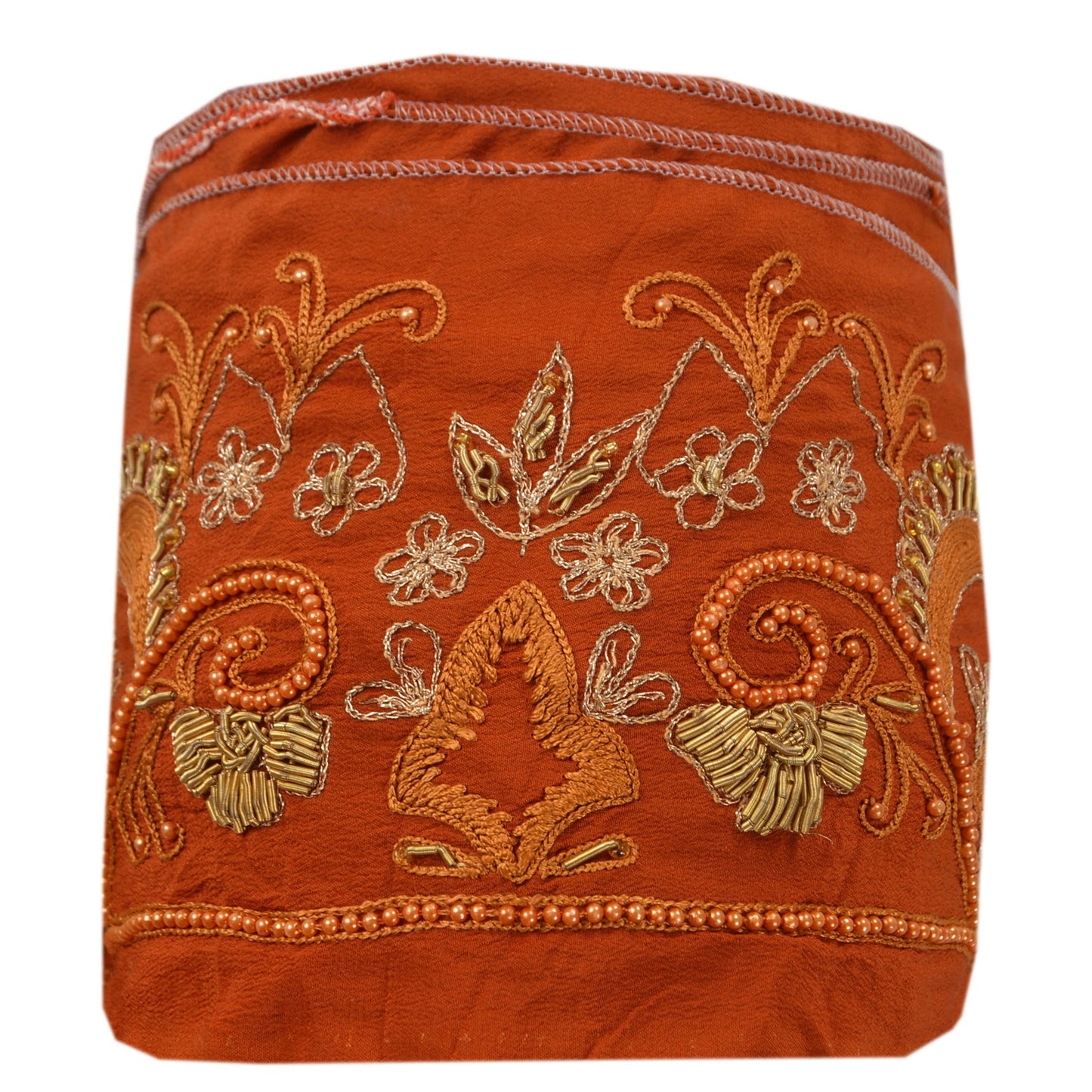 SANSKRITI VINTAGE Border Hand Beaded 1 YD Indian Trim Sewing Orange Lace