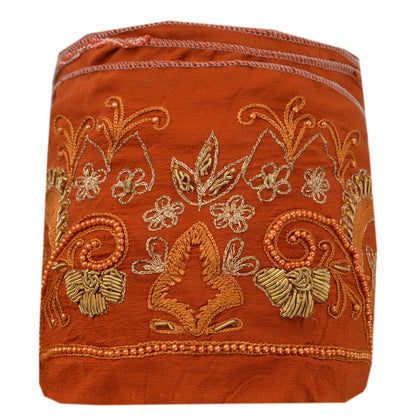 SANSKRITI VINTAGE Border Hand Beaded 1 YD Indian Trim Sewing Orange Lace