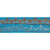 Sanskriti Vintage Sari Border Hand Beaded 1Yd Indian Trim Dã©Cor Ribbon Blue Lace