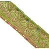 Sanskriti Vintage Sari Border Hand Beaded 1 Yard Trim Sewing Green Decor Lace