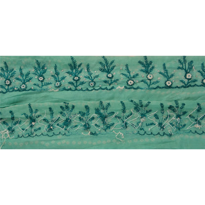 Sanskriti Vintage Green Sari Border Handmade Bandhani 1 YD Craft Trim Lace