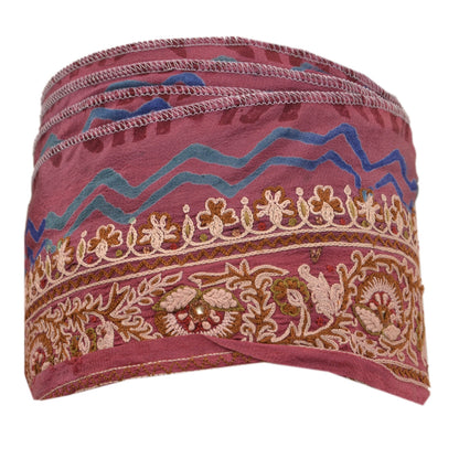 Sanskriti Vintage Sari Border Hand Embroidered 1Yd Trim Sewing Purple Craft Lace