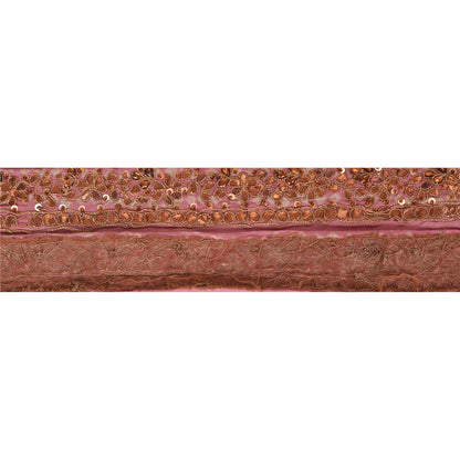 Sanskriti Vintage Sari Border Hand Beaded Bandhani Gota Patti 1YD Trim Pink Lace