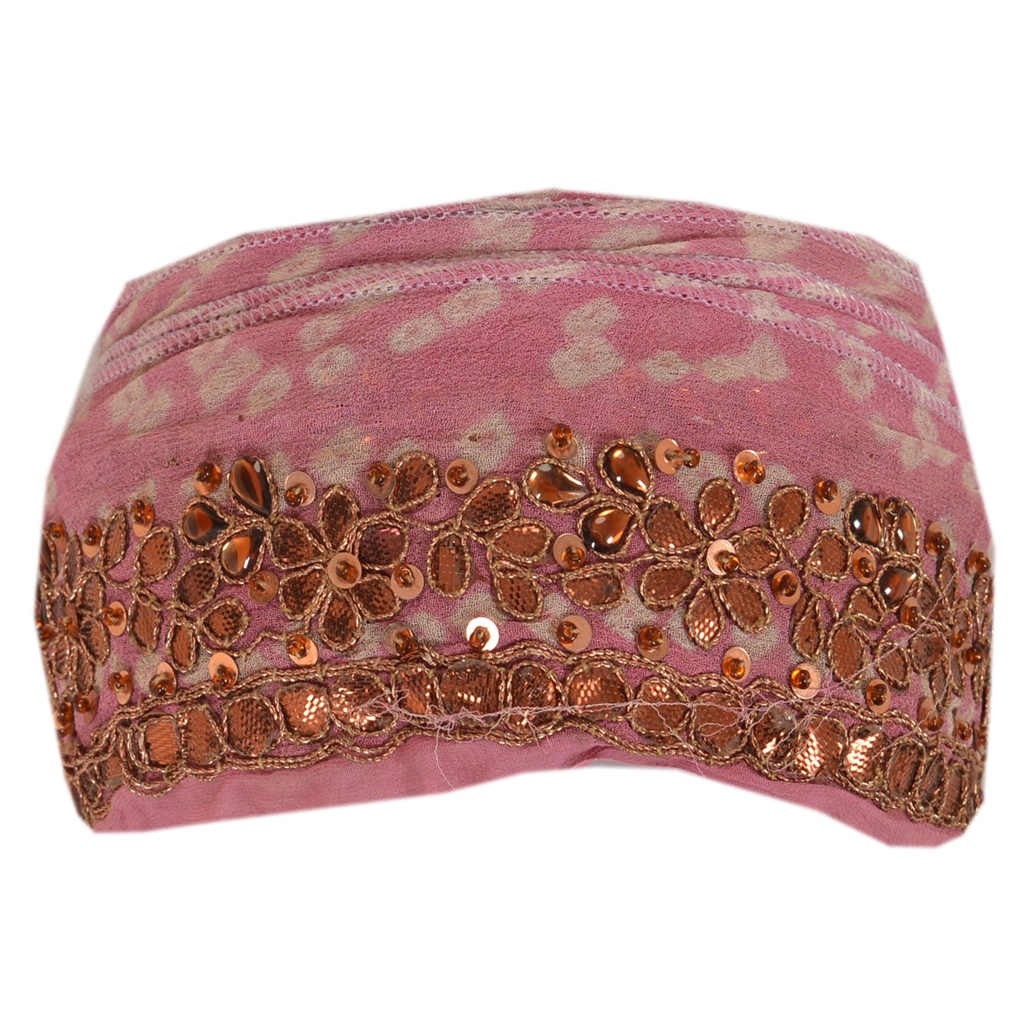 Sanskriti Vintage Sari Border Hand Beaded Bandhani Gota Patti 1YD Trim Pink Lace