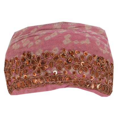 Sanskriti Vintage Sari Border Hand Beaded Bandhani Gota Patti 1YD Trim Pink Lace