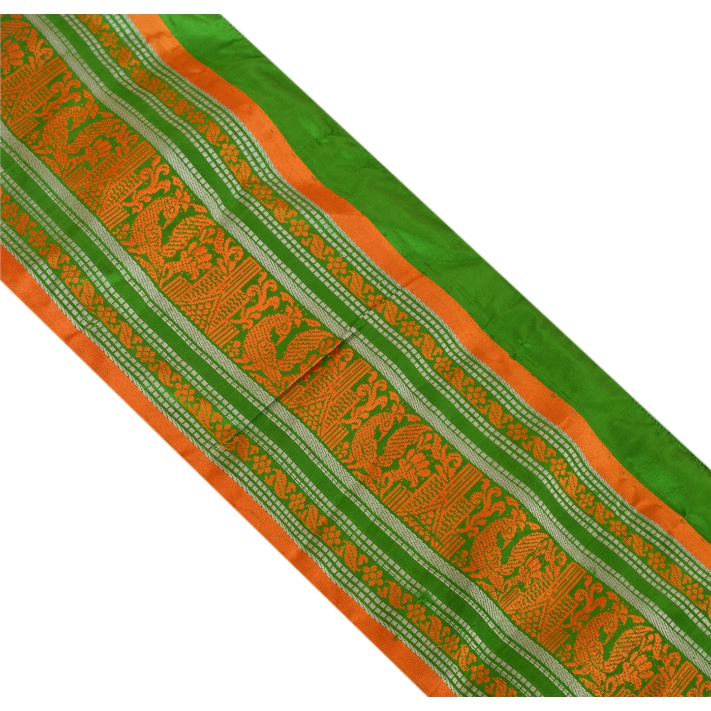 Sanskriti Vintage Sari Border Baluchari 1 YD Indian Trim Sewing Green 4.5W Lace