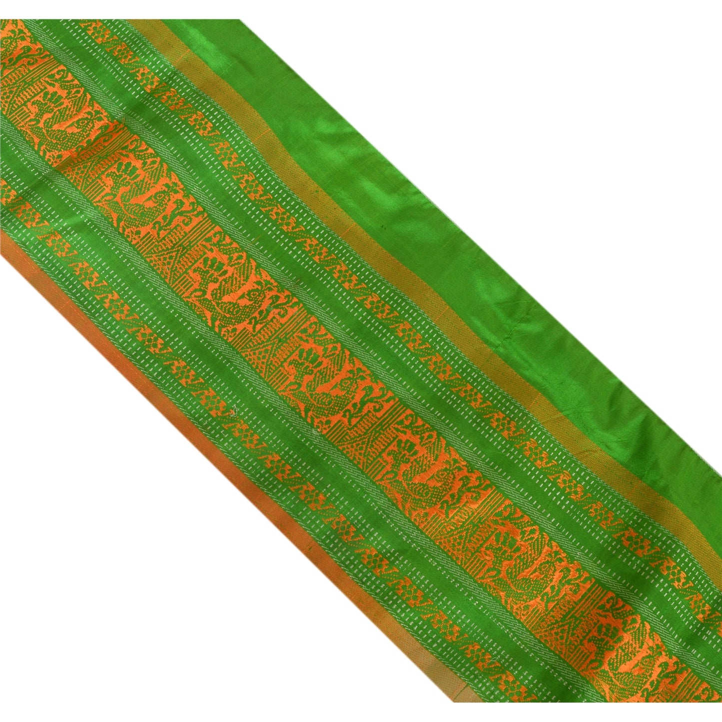 Sanskriti Vintage Sari Border Baluchari 1 YD Indian Trim Sewing Green 4.5W Lace