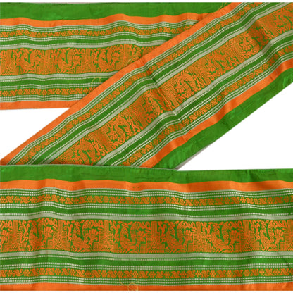 Sanskriti Vintage Sari Border Baluchari 1 YD Indian Trim Sewing Green 4.5W Lace