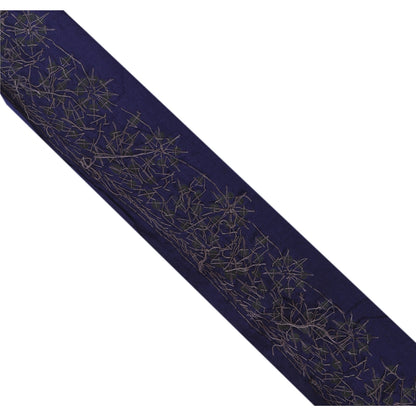 Sanskriti Vintage Sari Border Hand Beaded 1 Yd Trim Sewing Blue Gota Patti Lace