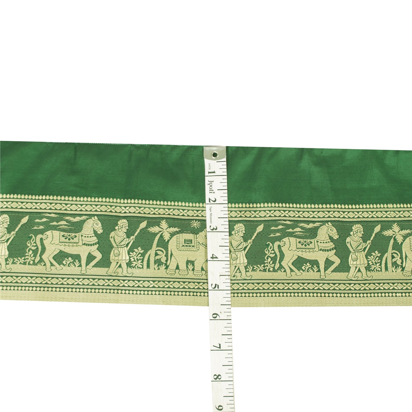 Sanskriti Vintage Green Sari Border Woven Baluchari Green Craft Trim 1 YD Lace