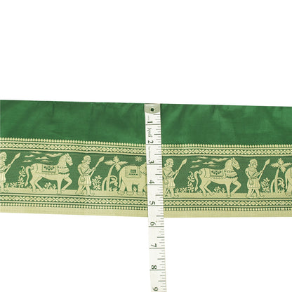 Sanskriti Vintage Green Sari Border Woven Baluchari Green Craft Trim 1 YD Lace