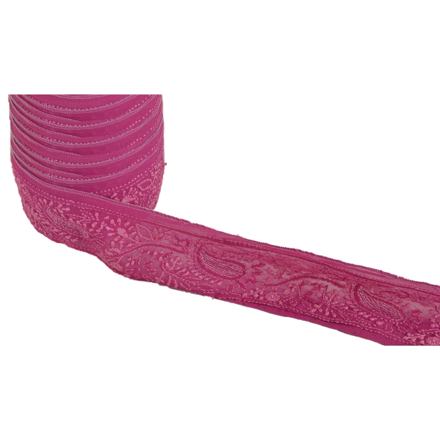 Sanskriti Vintage 1 Yd Sari Border Handmade Chikankari Trim Sewing Lace