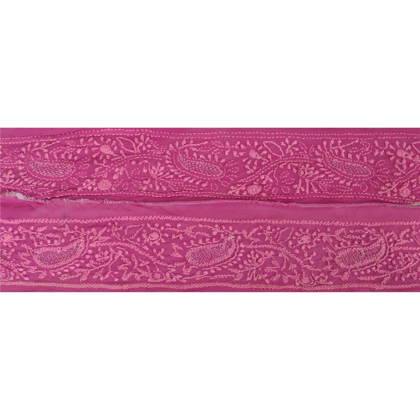 Sanskriti Vintage 1 Yd Sari Border Handmade Chikankari Trim Sewing Lace