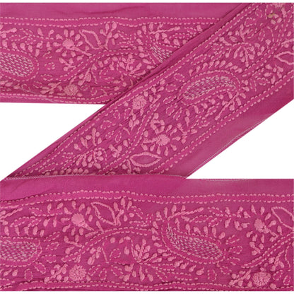 Sanskriti Vintage 1 Yd Sari Border Handmade Chikankari Trim Sewing Lace