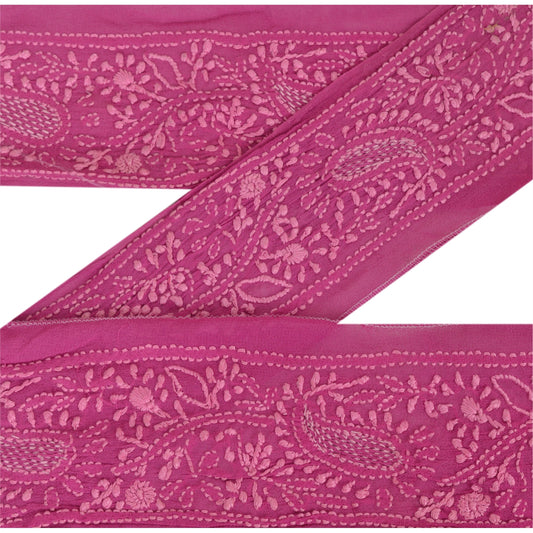 Sanskriti Vintage 1 Yd Sari Border Handmade Chikankari Trim Sewing Lace