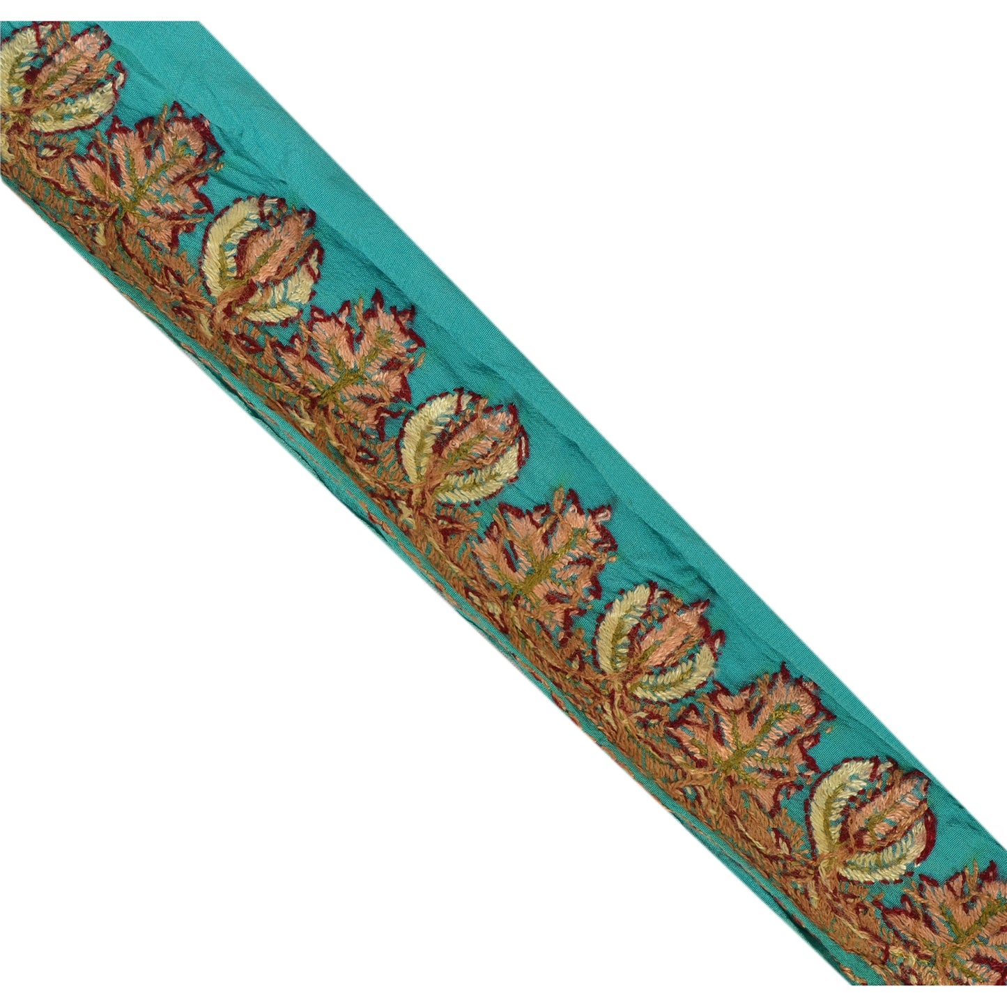 Sanskriti Vintage Sari Border Hand Embroidered Suzani 1 Yd Trim Blue Craft Lace