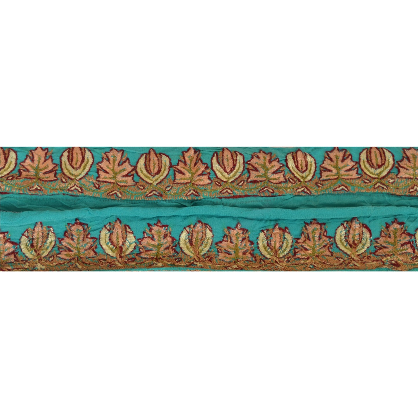 Sanskriti Vintage Sari Border Hand Embroidered Suzani 1 Yd Trim Blue Craft Lace