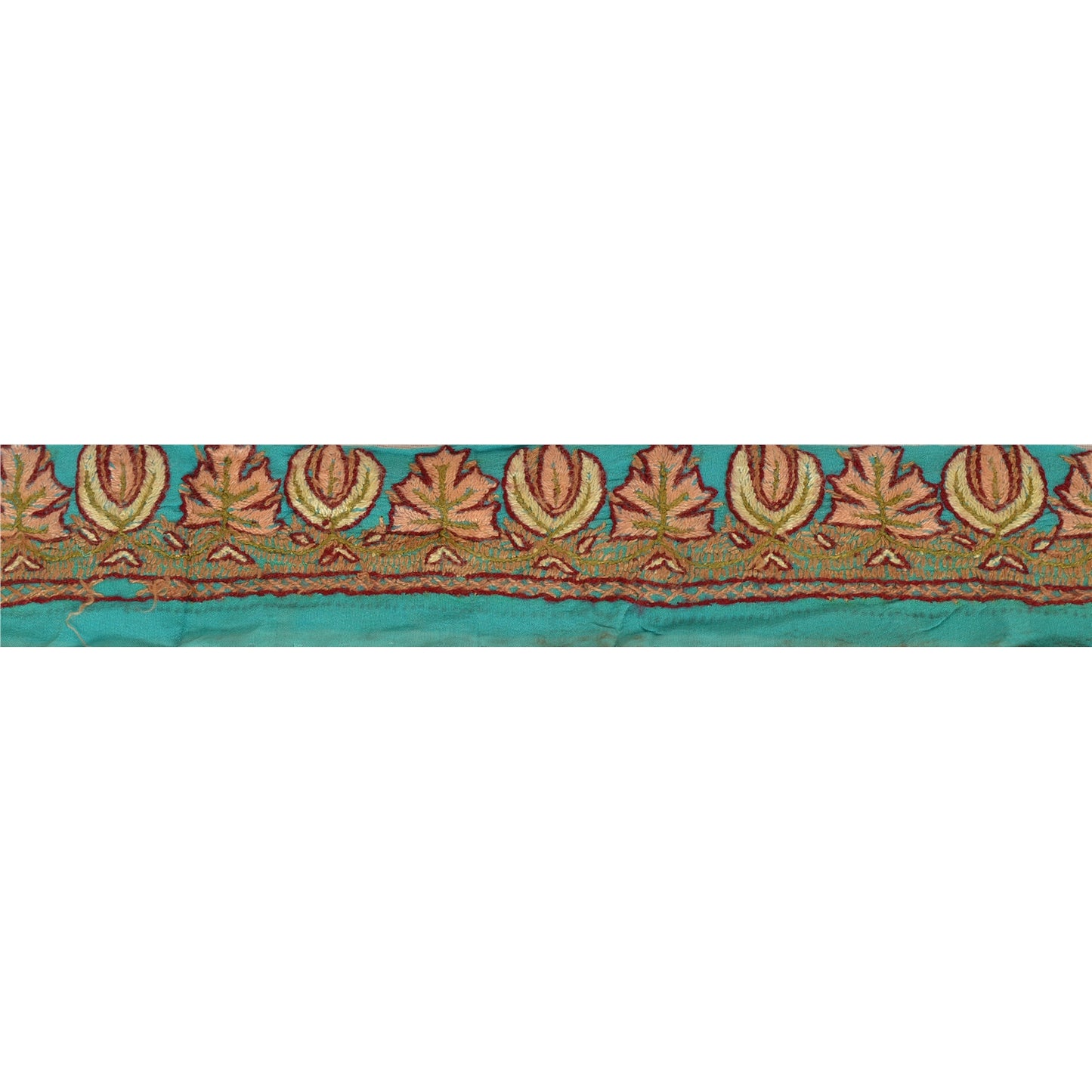 Sanskriti Vintage Sari Border Hand Embroidered Suzani 1 Yd Trim Blue Craft Lace