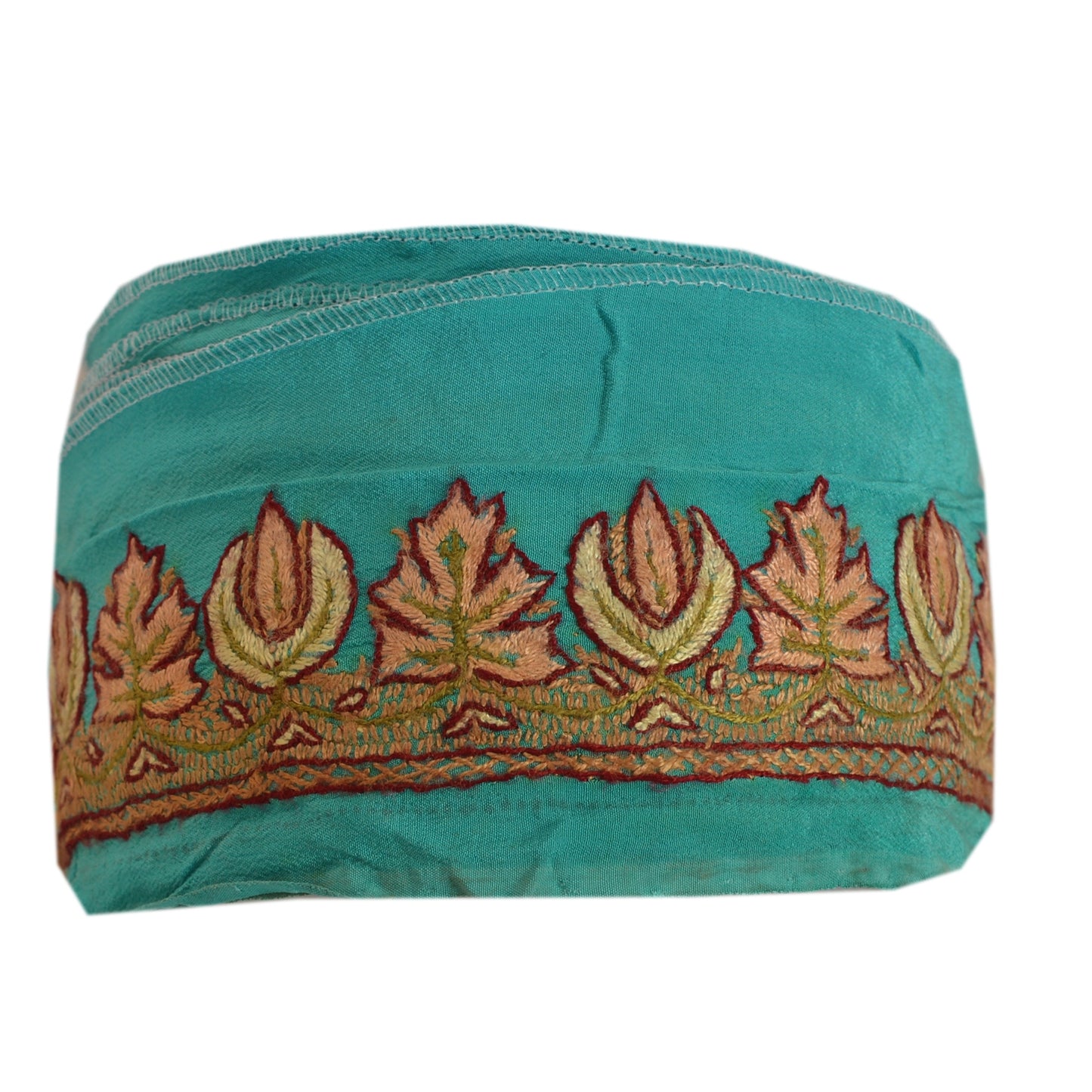 Sanskriti Vintage Sari Border Hand Embroidered Suzani 1 Yd Trim Blue Craft Lace