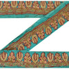 Sanskriti Vintage Sari Border Hand Embroidered Suzani 1 Yd Trim Blue Craft Lace