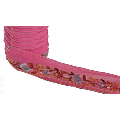 Sanskriti Vintage Sari Border Hand Embroidered Parsee 1Yd Trim Sewing Craft Lace