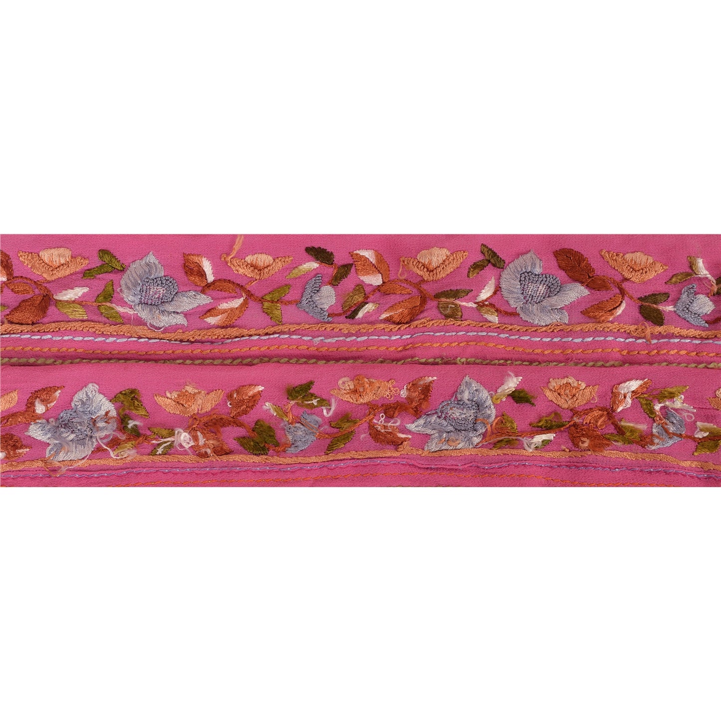 Sanskriti Vintage Sari Border Hand Embroidered Parsee 1Yd Trim Sewing Craft Lace