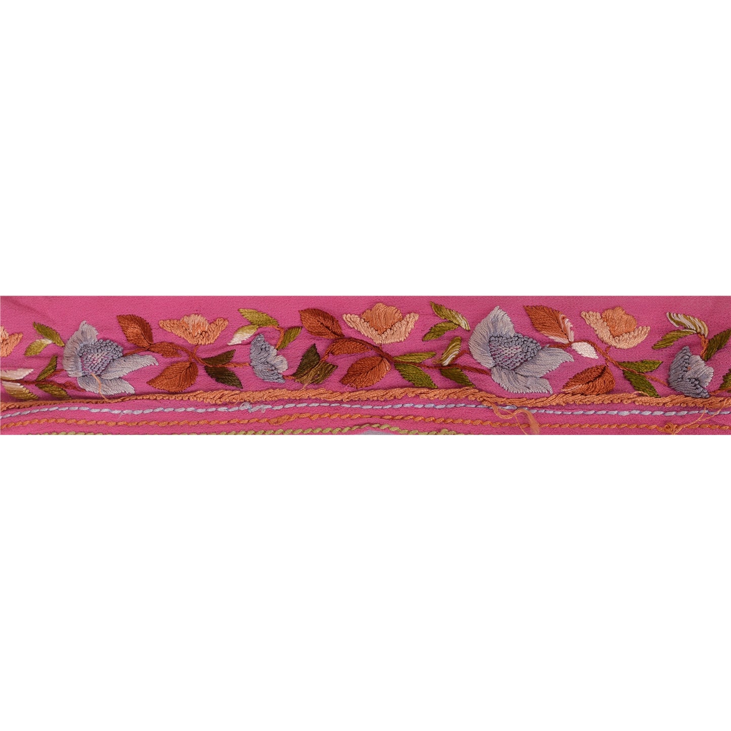 Sanskriti Vintage Sari Border Hand Embroidered Parsee 1Yd Trim Sewing Craft Lace