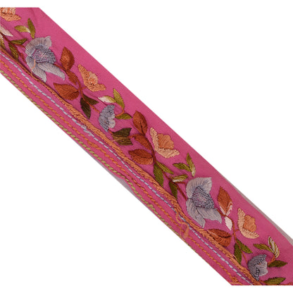 Sanskriti Vintage Sari Border Hand Embroidered Parsee 1Yd Trim Sewing Craft Lace