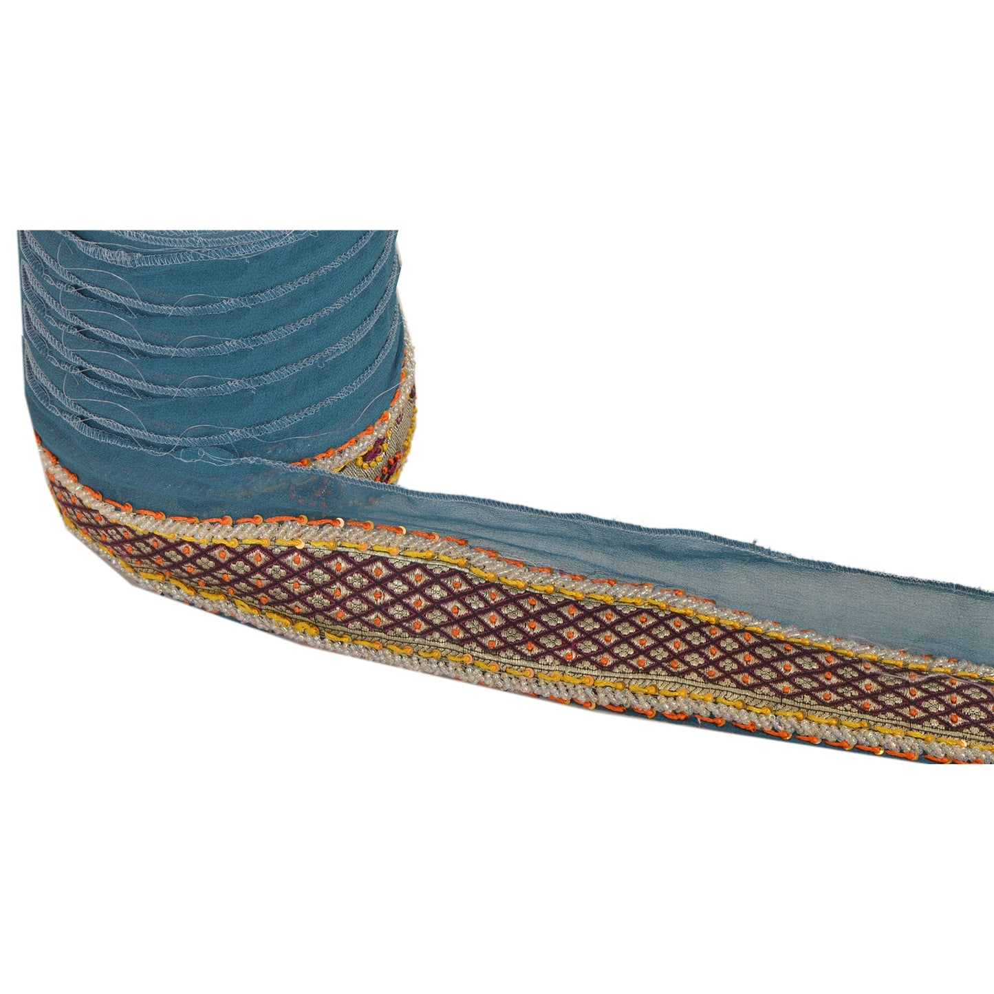 Sanskriti Vintage Sari Border Hand Beaded 1 Yd Indian Trim Sewing Craft Lace