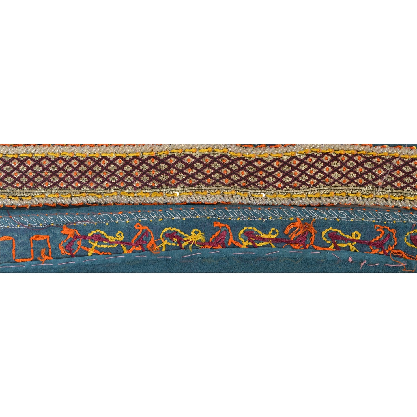 Sanskriti Vintage Sari Border Hand Beaded 1 Yd Indian Trim Sewing Craft Lace