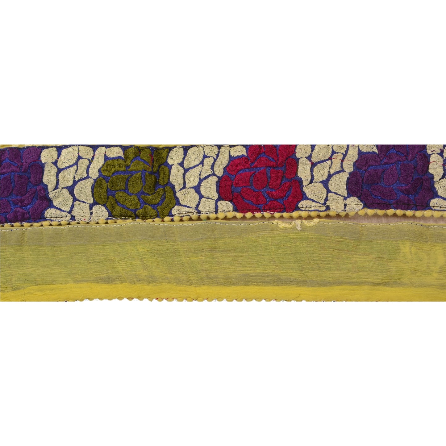 Sanskriti Vintage Sari Border Embroidered 1 YD Trim Sewing Cream Craft Lace