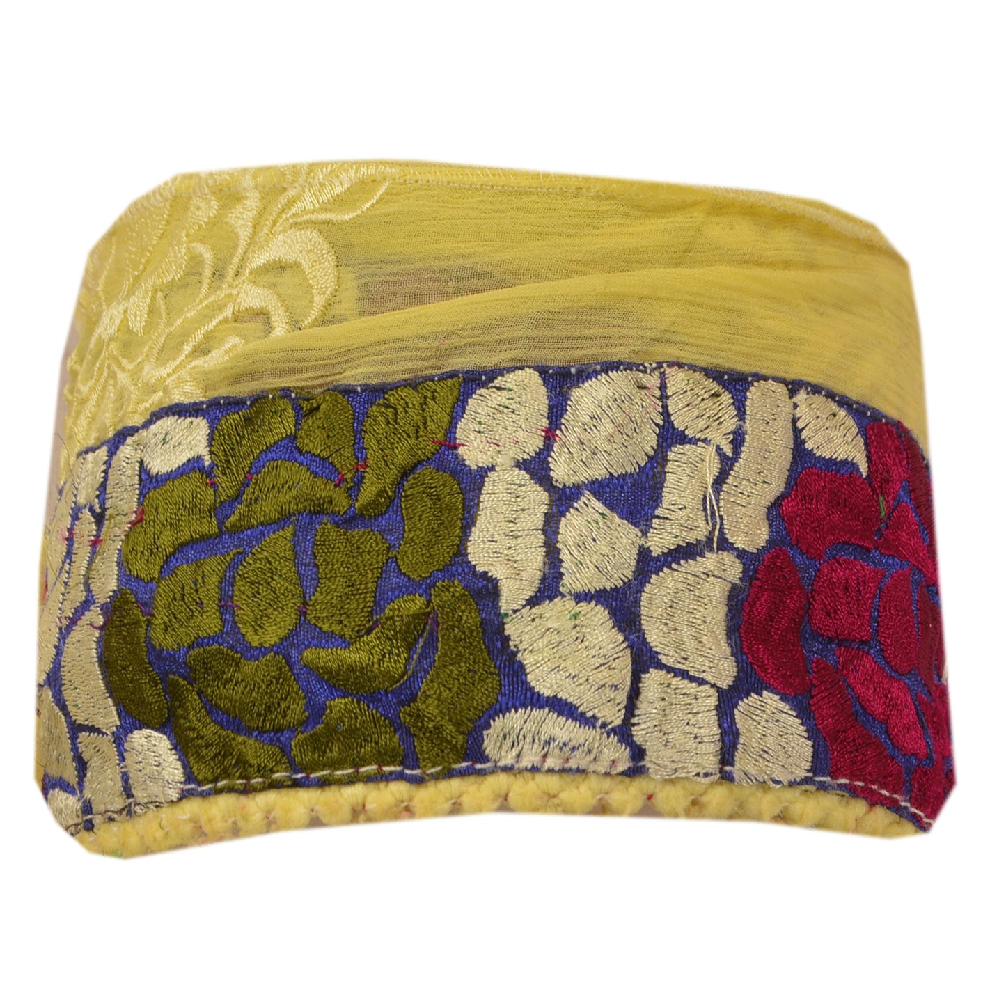 Sanskriti Vintage Sari Border Embroidered 1 YD Trim Sewing Cream Craft Lace