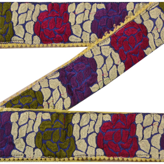 Sanskriti Vintage Sari Border Embroidered 1 YD Trim Sewing Cream Craft Lace