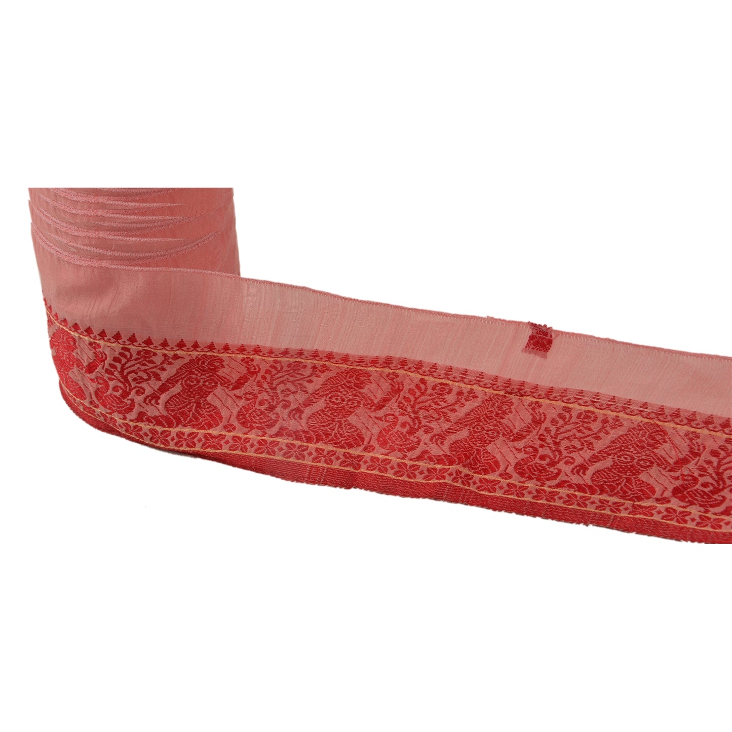 Sanskriti Vintage Sari Border Woven Baluchari 1 Yd Craft Trim Sewing Pink Lace