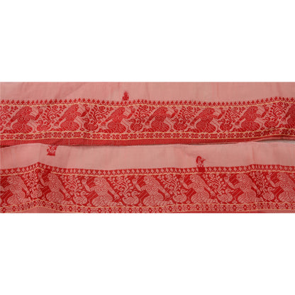 Sanskriti Vintage Sari Border Woven Baluchari 1 Yd Craft Trim Sewing Pink Lace