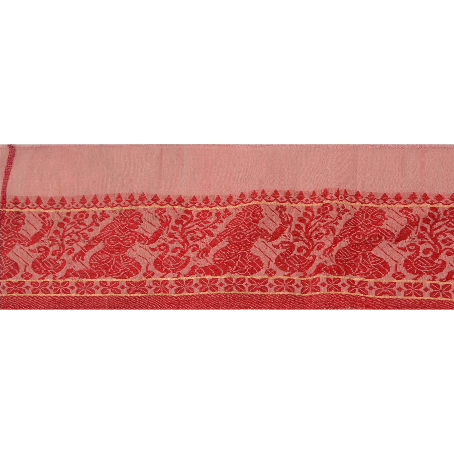 Sanskriti Vintage Sari Border Woven Baluchari 1 Yd Craft Trim Sewing Pink Lace