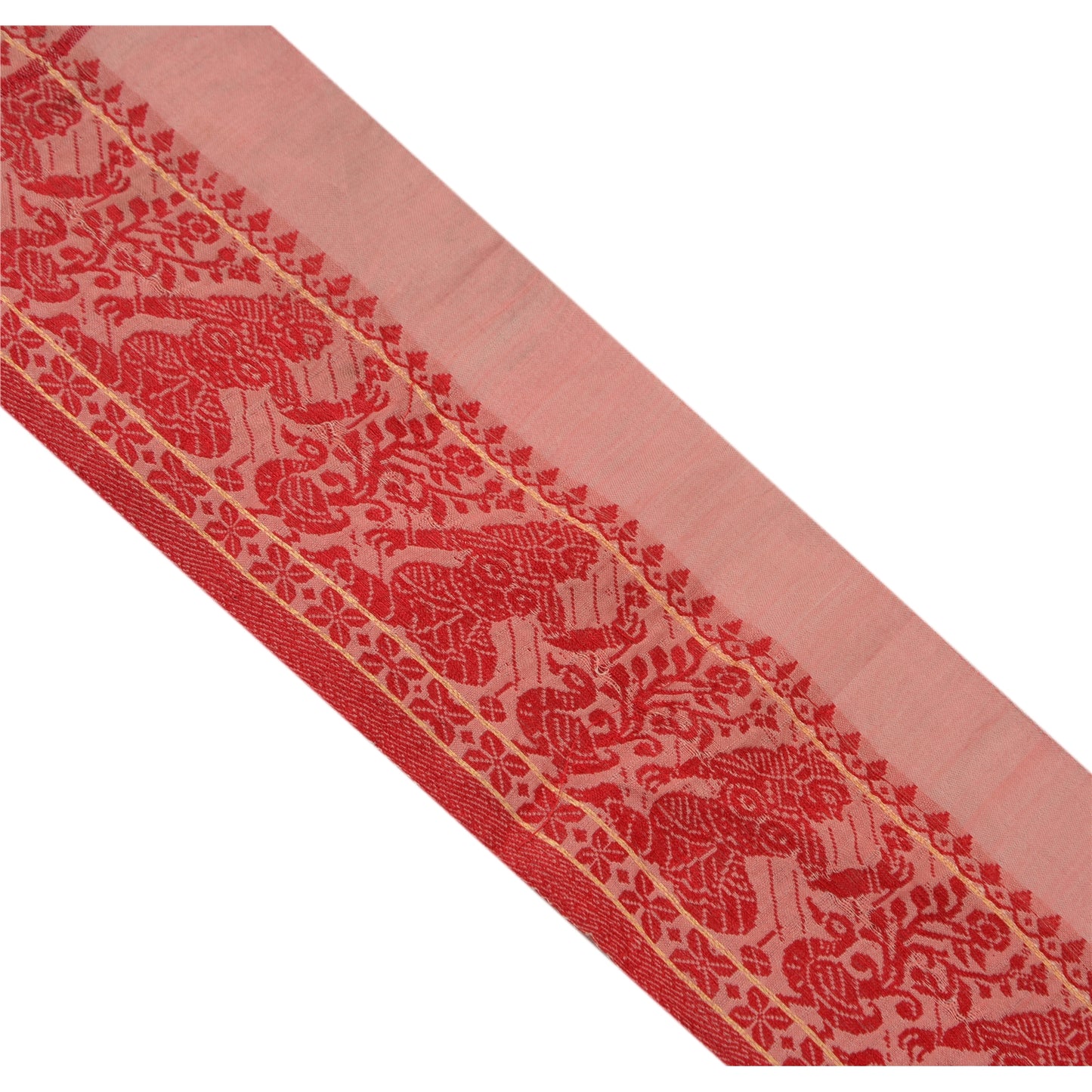 Sanskriti Vintage Sari Border Woven Baluchari 1 Yd Craft Trim Sewing Pink Lace