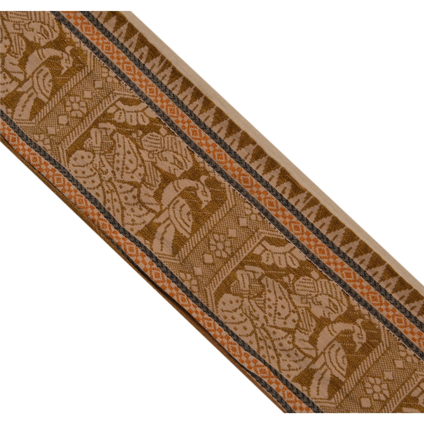 Sanskriti Vintage Saree Border Woven Baluchari 1 Yd Craft Trim Sewing Cream Lace