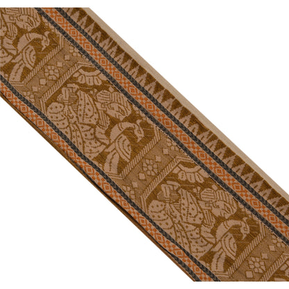Sanskriti Vintage Saree Border Woven Baluchari 1 Yd Craft Trim Sewing Cream Lace
