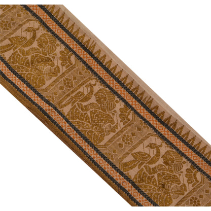 Sanskriti Vintage Saree Border Woven Baluchari 1 Yd Craft Trim Sewing Cream Lace
