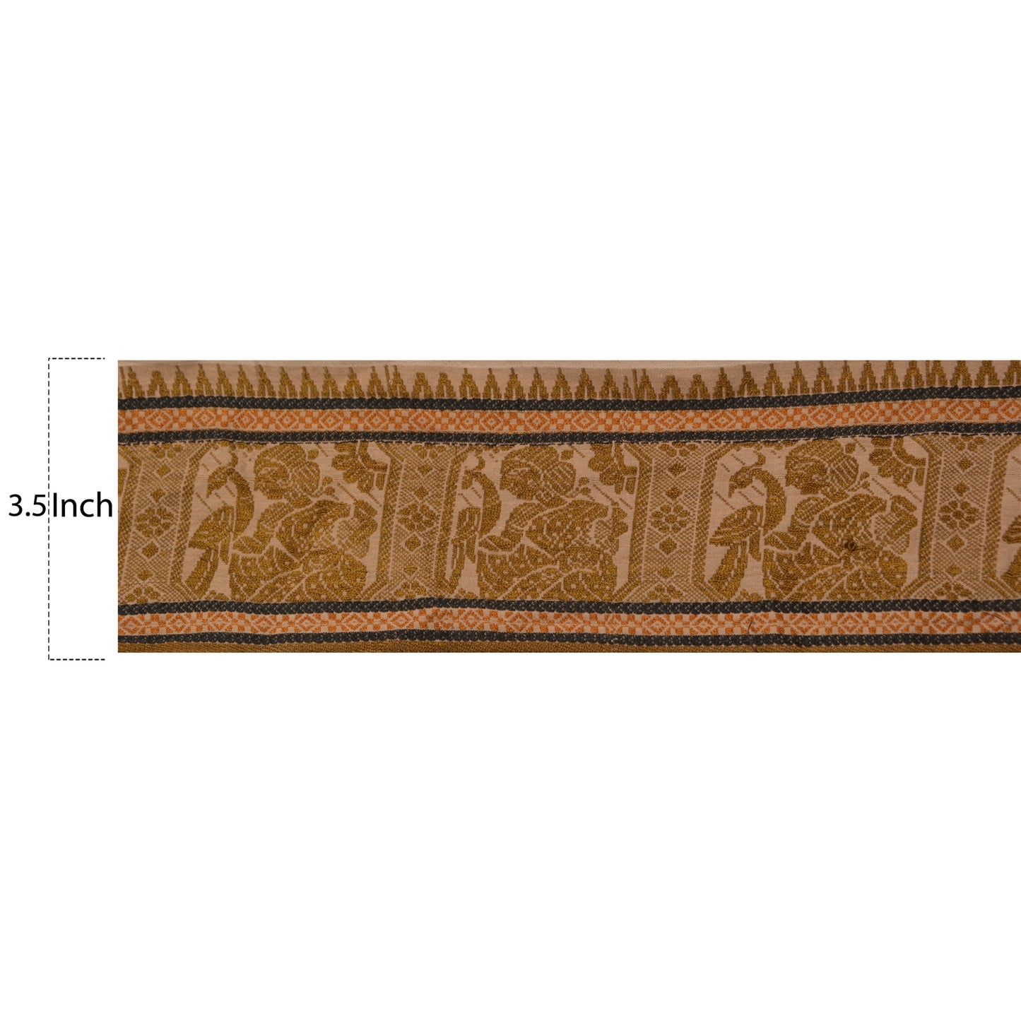 Sanskriti Vintage Saree Border Woven Baluchari 1 Yd Craft Trim Sewing Cream Lace