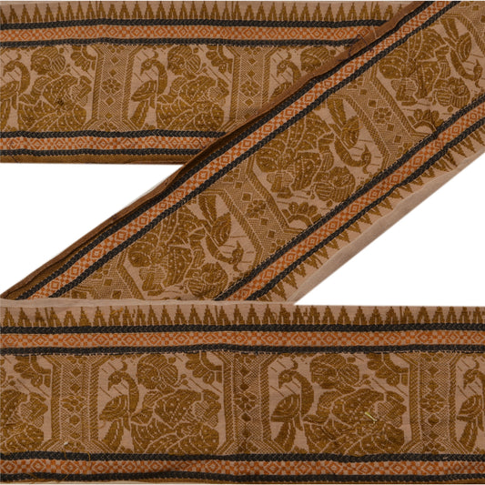 Sanskriti Vintage Saree Border Woven Baluchari 1 Yd Craft Trim Sewing Cream Lace