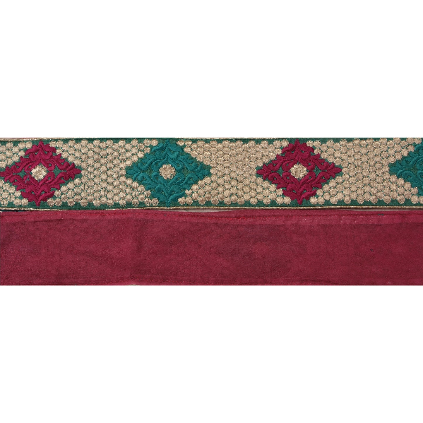 Sanskriti Vintage Sari Border Embroidered 1 YD Trim Sewing Green Craft Deco Lace