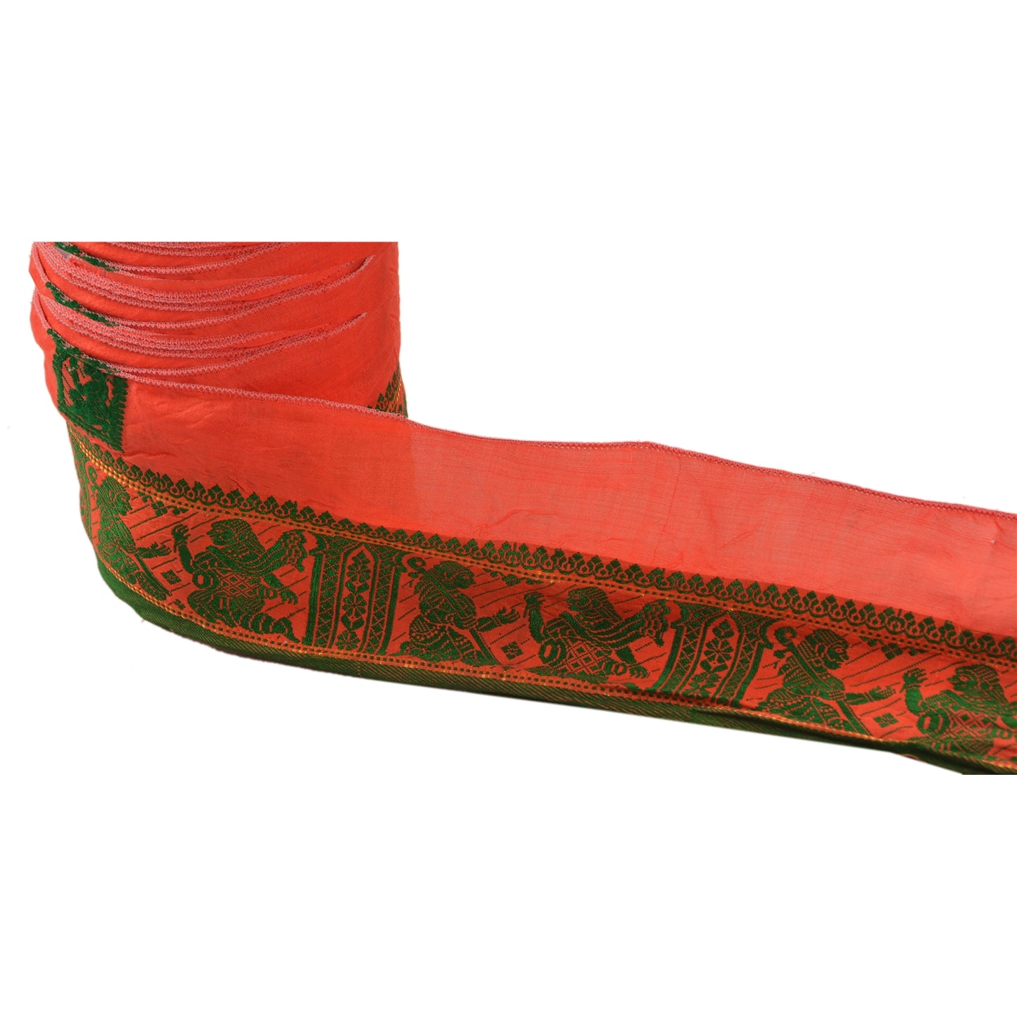 Sanskriti Vintage Sari Border Antique Woven Brocade 1 Yd Trim Craft Sewing Orange Lace
