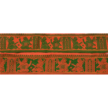 Sanskriti Vintage Sari Border Antique Woven Brocade 1 Yd Trim Craft Sewing Orange Lace